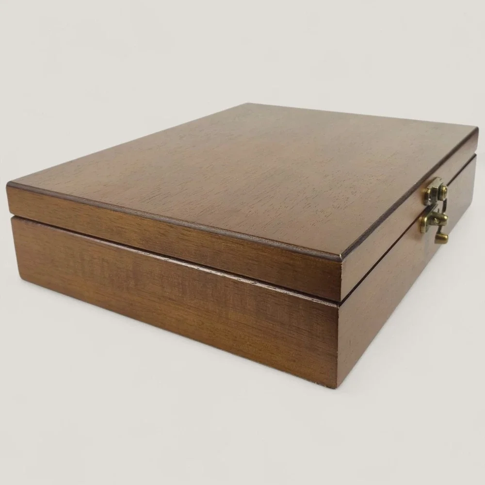 Wooden Valet Box Chess Piece Storage Case Jewelry Keepsake Memory Organizer 12